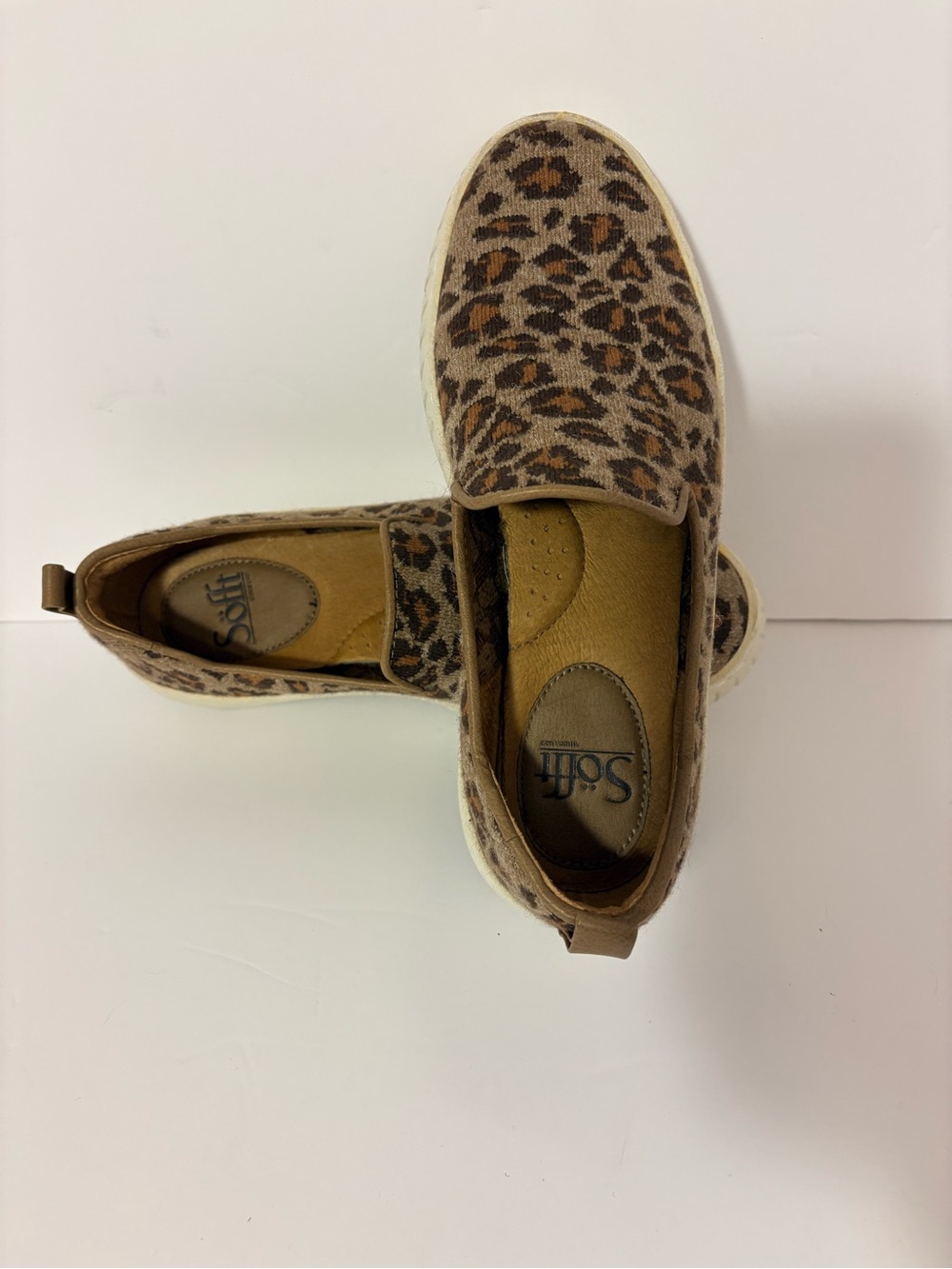 Sofft Leopard-Print Slip-On Moccasins - Tan and Brown